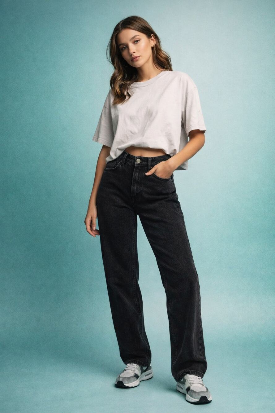 Y2K Minimalist Grunge Black Straight Leg Jeans H&M Divided Size 2